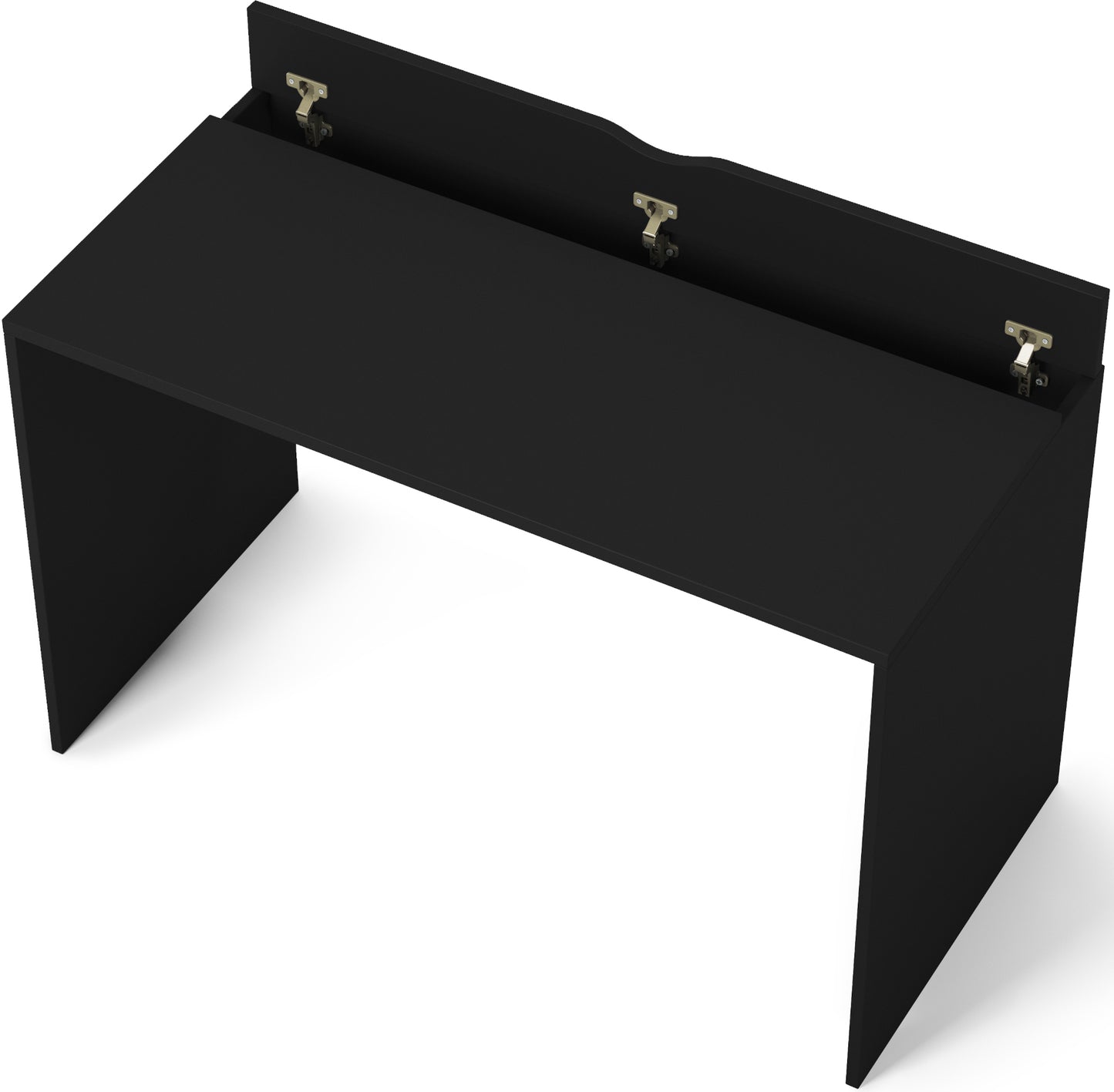 Biurko Nevy 120x60 cm w kolorze czarnym z praktycznym schowkiem pod blatem. Idealne do laptopa, pracy zdalnej i nowoczesnego wnętrza.