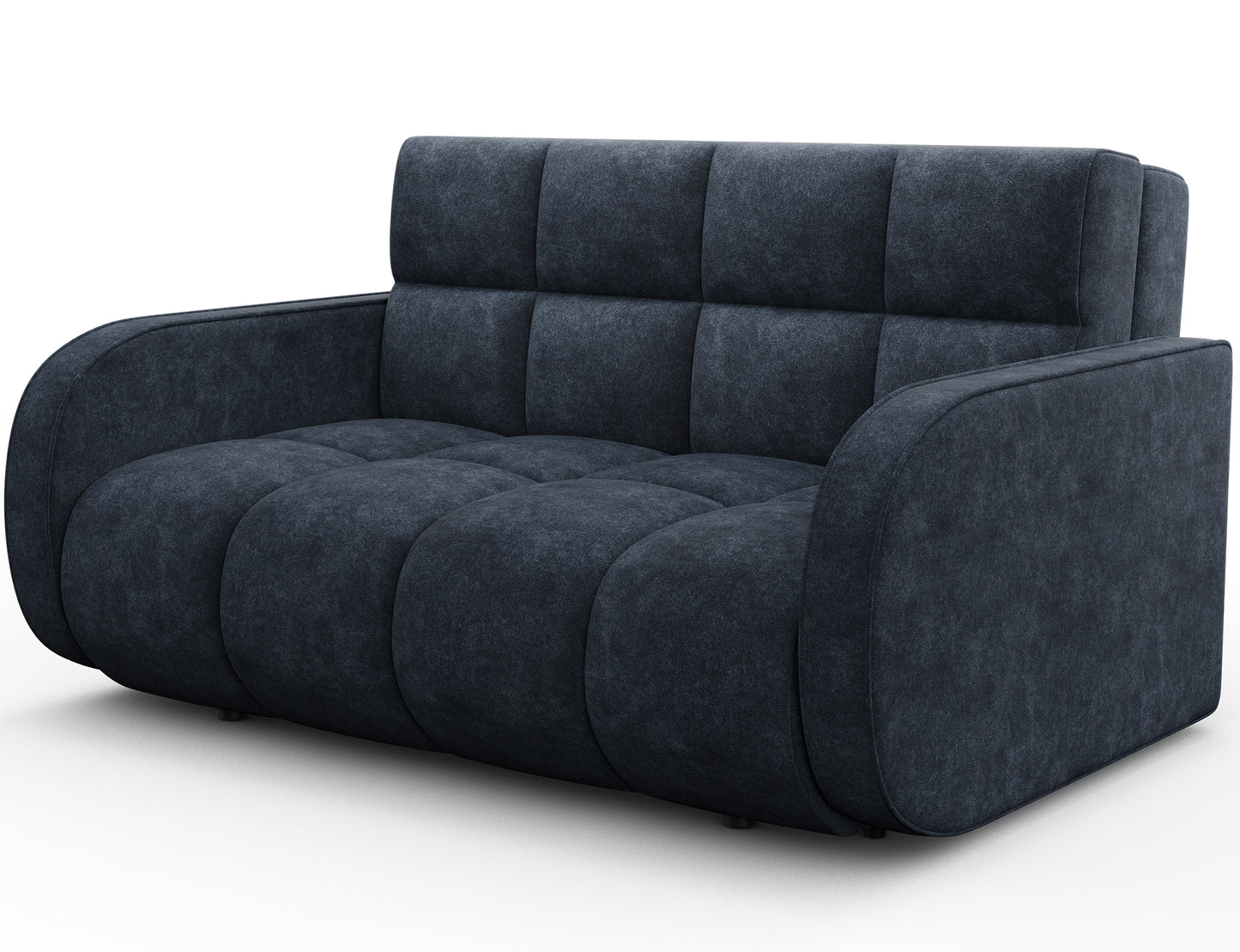 Sofa Deverio Aura 40 niebieski – kompaktowa amerykanka do małych wnętrz, z funkcją spania i pojemnym schowkiem.