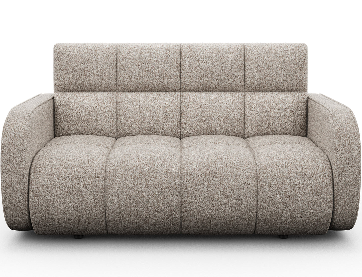 Amerykanka Deverio Royal 18 jasnobeżowy boucle – sofa z funkcją spania i pojemnikiem, idealna do nowoczesnych wnętrz.