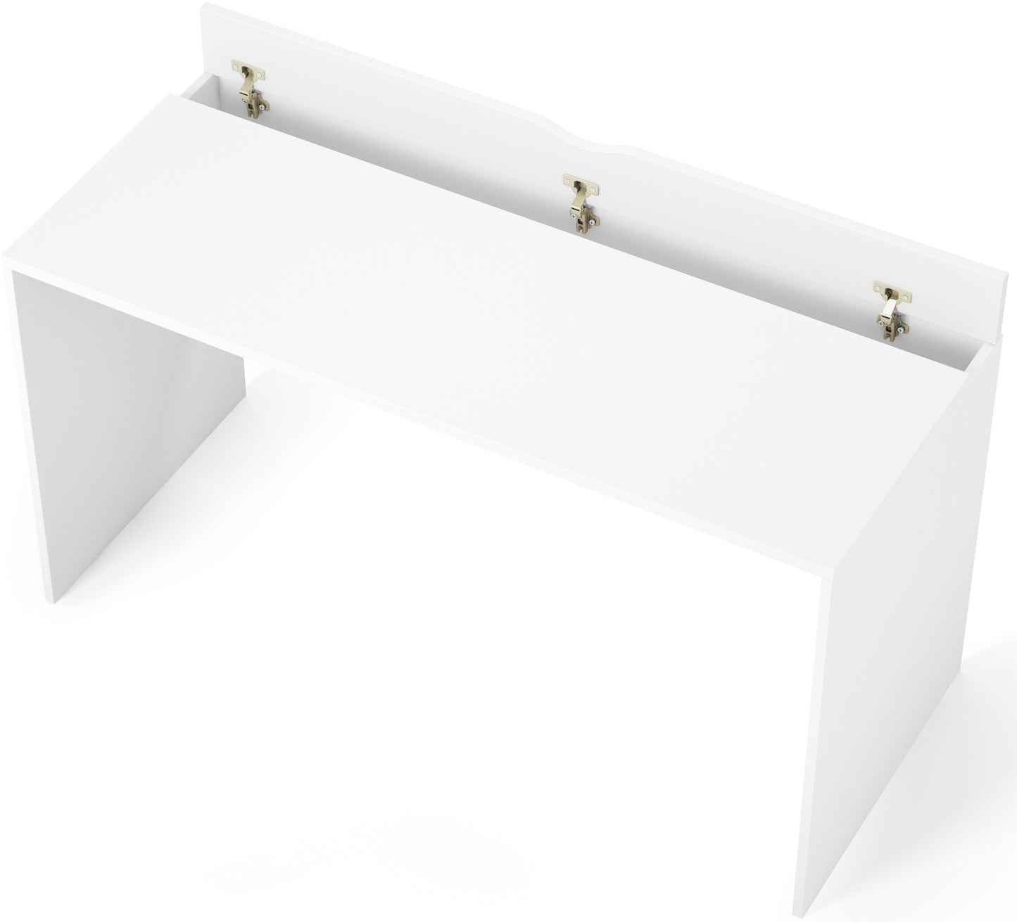 Białe biurko Nevy 140x60 cm z ukrytym organizerem na kable – minimalistyczne i praktyczne rozwiązanie do pracy zdalnej.