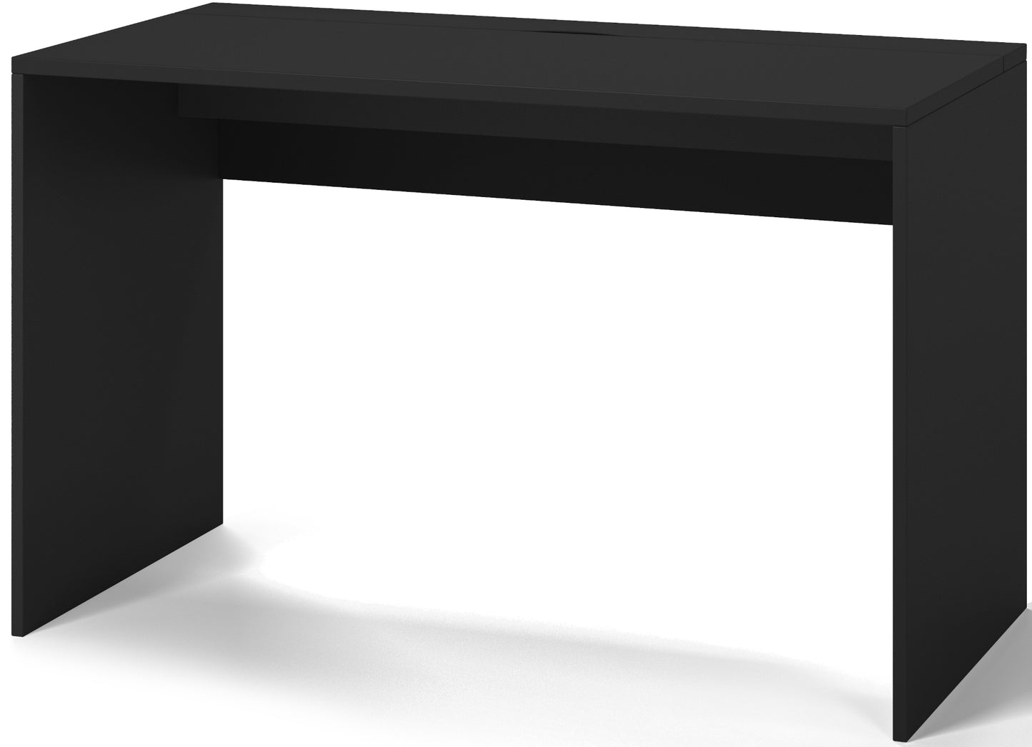 Czarne biurko minimalistyczne 120x60 cm – kompaktowe biurko do pracy z laptopem, idealne do małych przestrzeni, biura lub pokoju młodzieżowego.