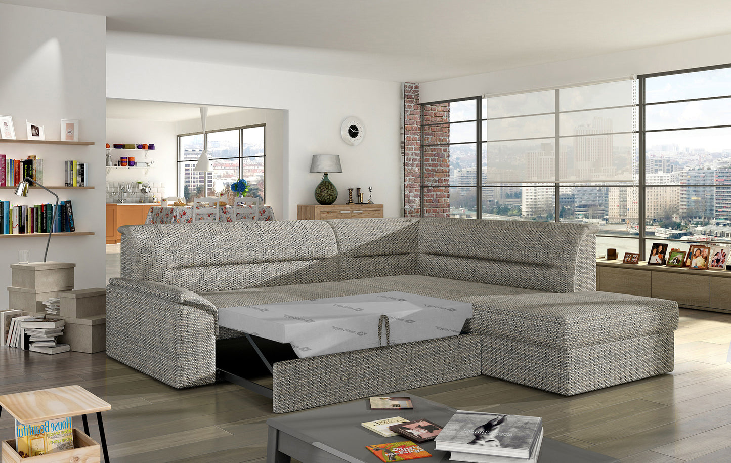 Elegancki narożnik Elano wykonany z tkaniny Berlin 01 prezentuje minimalistyczną formę oraz wygodne szerokie siedziska. Designerski narożnik do rodzinnego salonu podkreśla nowoczesny charakter wnętrza i zapewnia wysoki komfort wypoczynku każdego dnia.