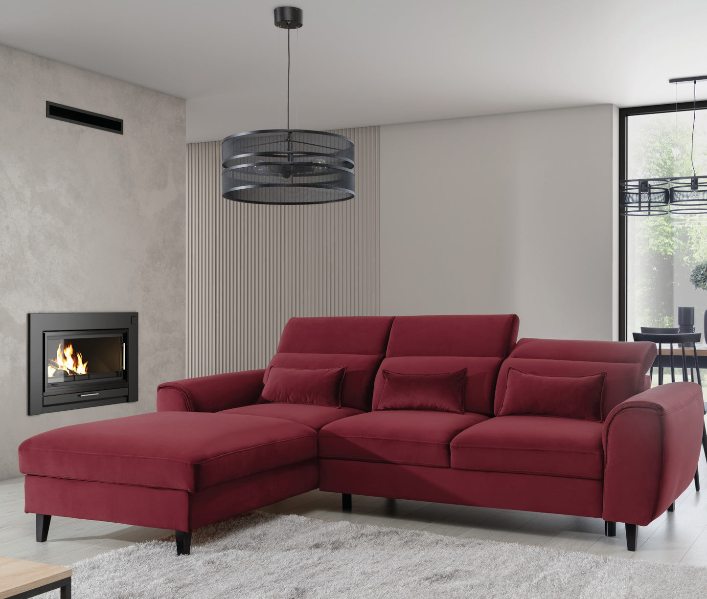 Lampa wisząca Orabela A czarna 55×120 cm – aranżacja w salonie (ujęcie 2)