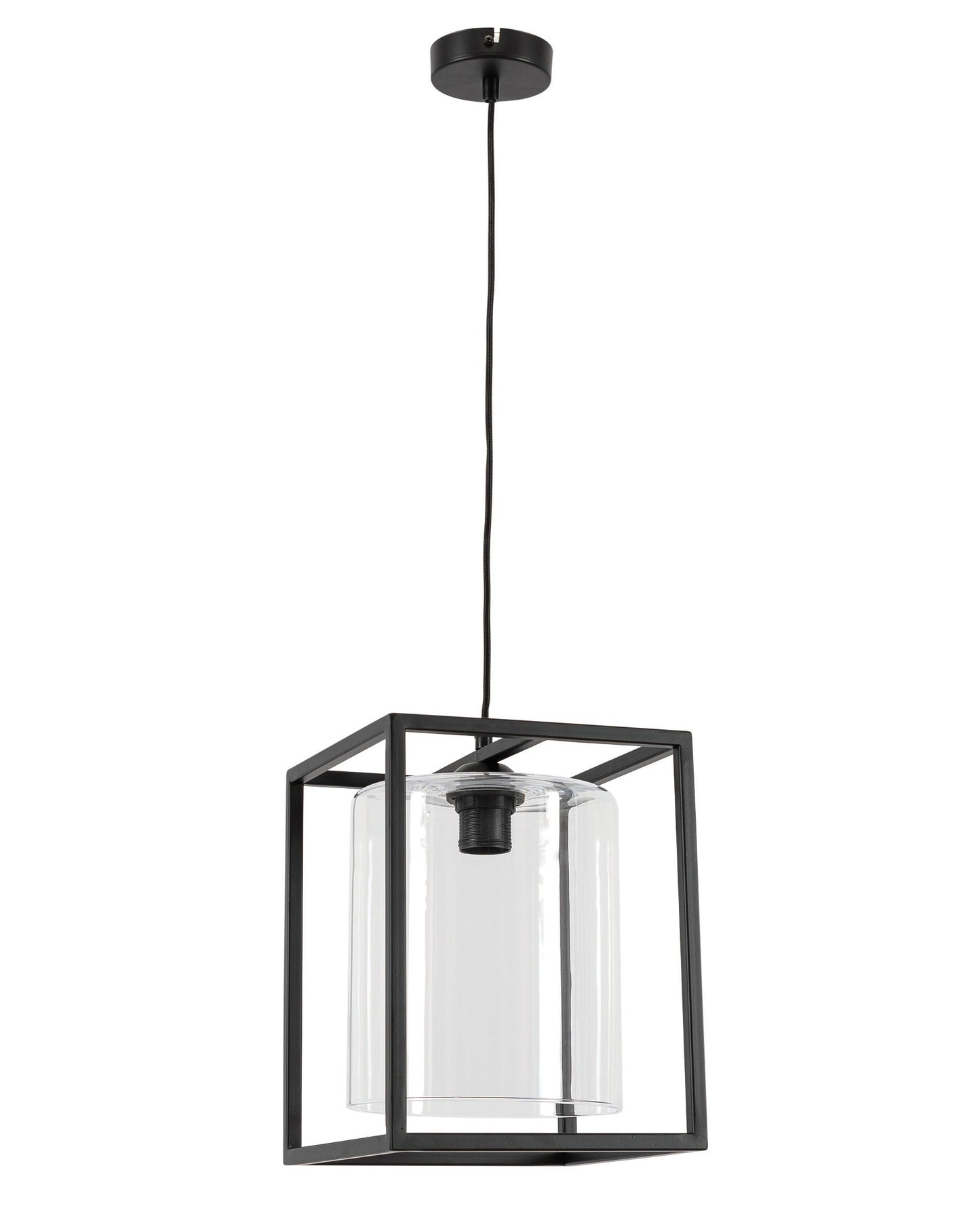 Lampa wisząca Quadratus czarna 23×120 cm – packshot na białym tle (widok z boku)
