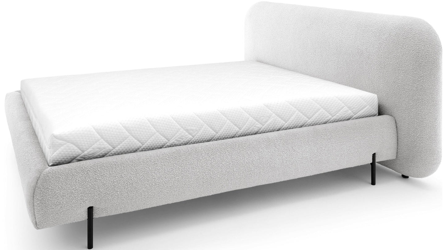 Nowoczesne łóżko tapicerowane Pointt w tkaninie Jaffray 03 szary – zaokrąglony zagłówek, minimalistyczna forma, komfortowy design.