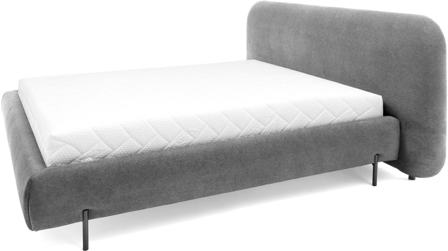 Tapicerowane łóżko Pointt Paolli 04 szary z zaokrąglonym zagłówkiem – nowoczesny design i elegancka forma do sypialni.
