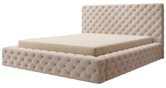 Łóżko Princce 140x200 w kolorze Royal 20 ciemnokremowy – widok produktu na białym tle.