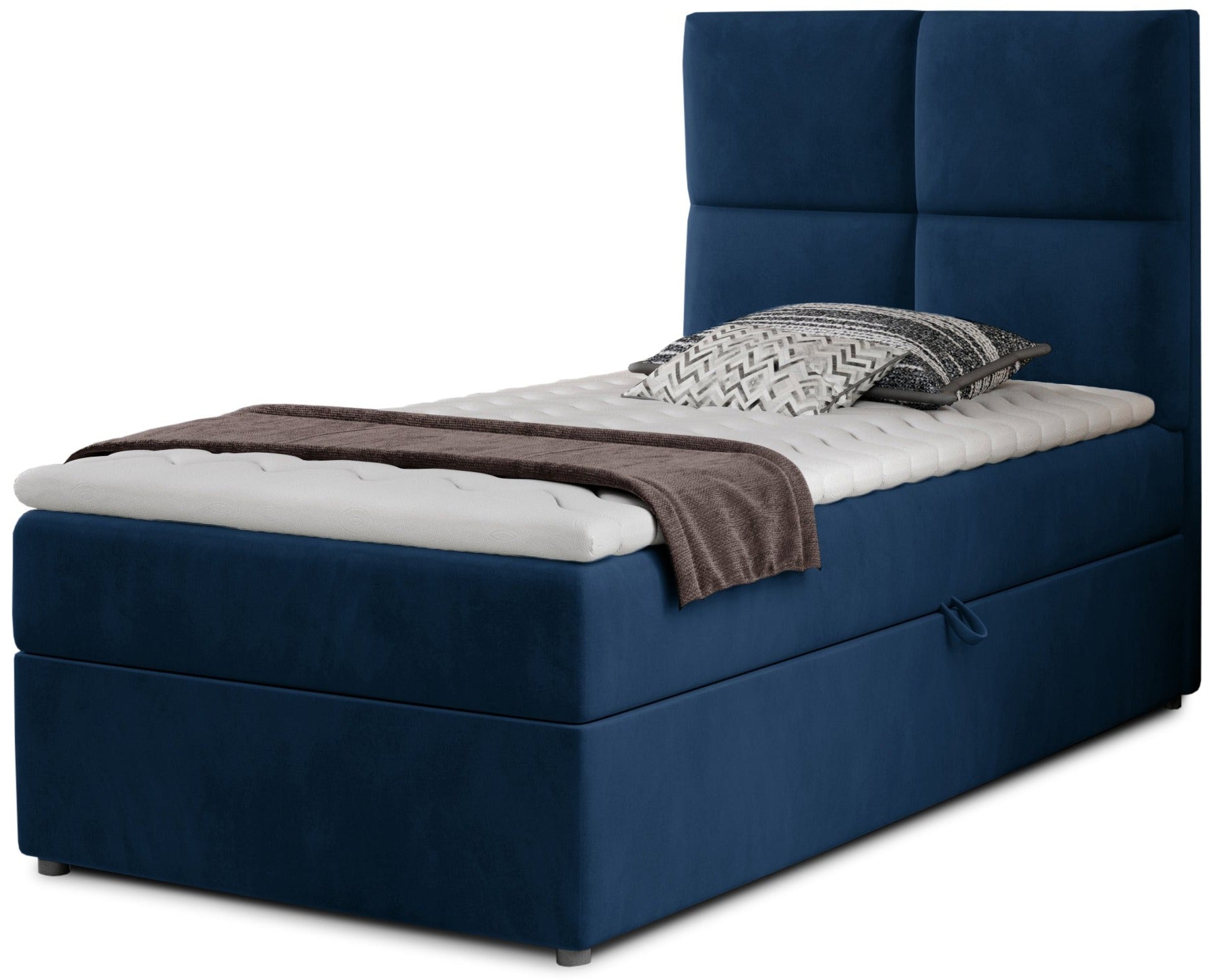 Łóżko Rivia w kolorze Monolith 77 granatowy o wymiarach 90x200 cm, widok z przodu na białym tle.