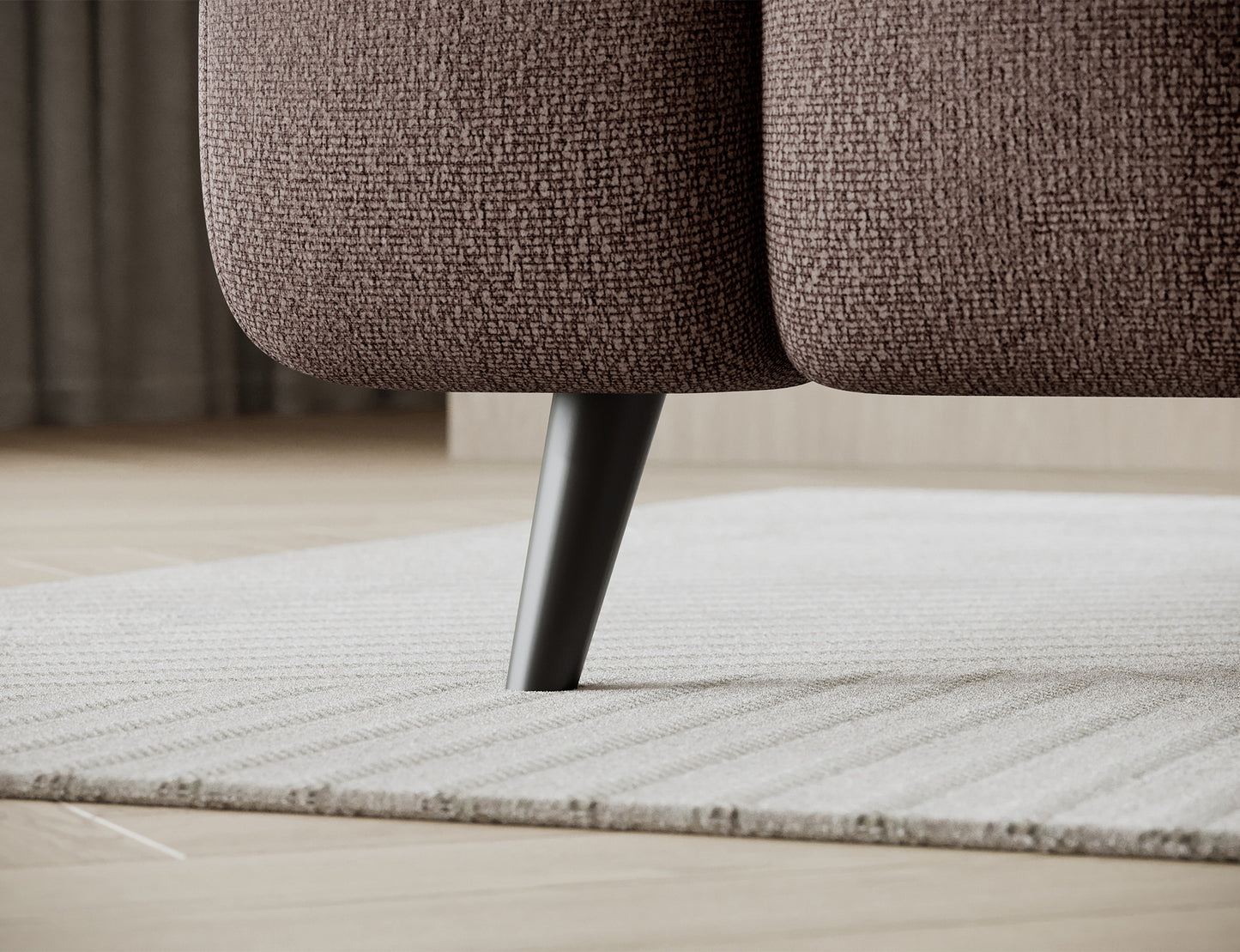 Drewniana noga łóżka Sabeno Tonall 22 ciemnobeżowy – stabilna i elegancka podstawa, podkreślająca lekkość oraz naturalny styl całej konstrukcji.