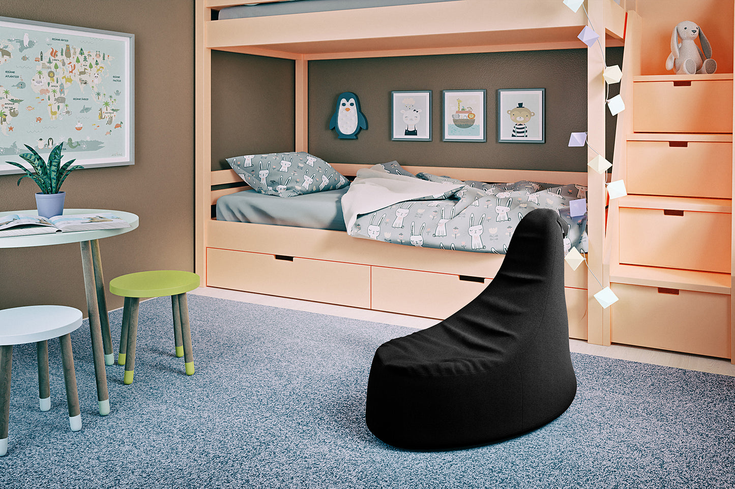 Pufa Berry Poco 10 w czarnym kolorze prezentuje minimalistyczny i designerski styl. Ergonomiczna forma zapewnia wygodny wypoczynek podczas codziennego użytkowania.