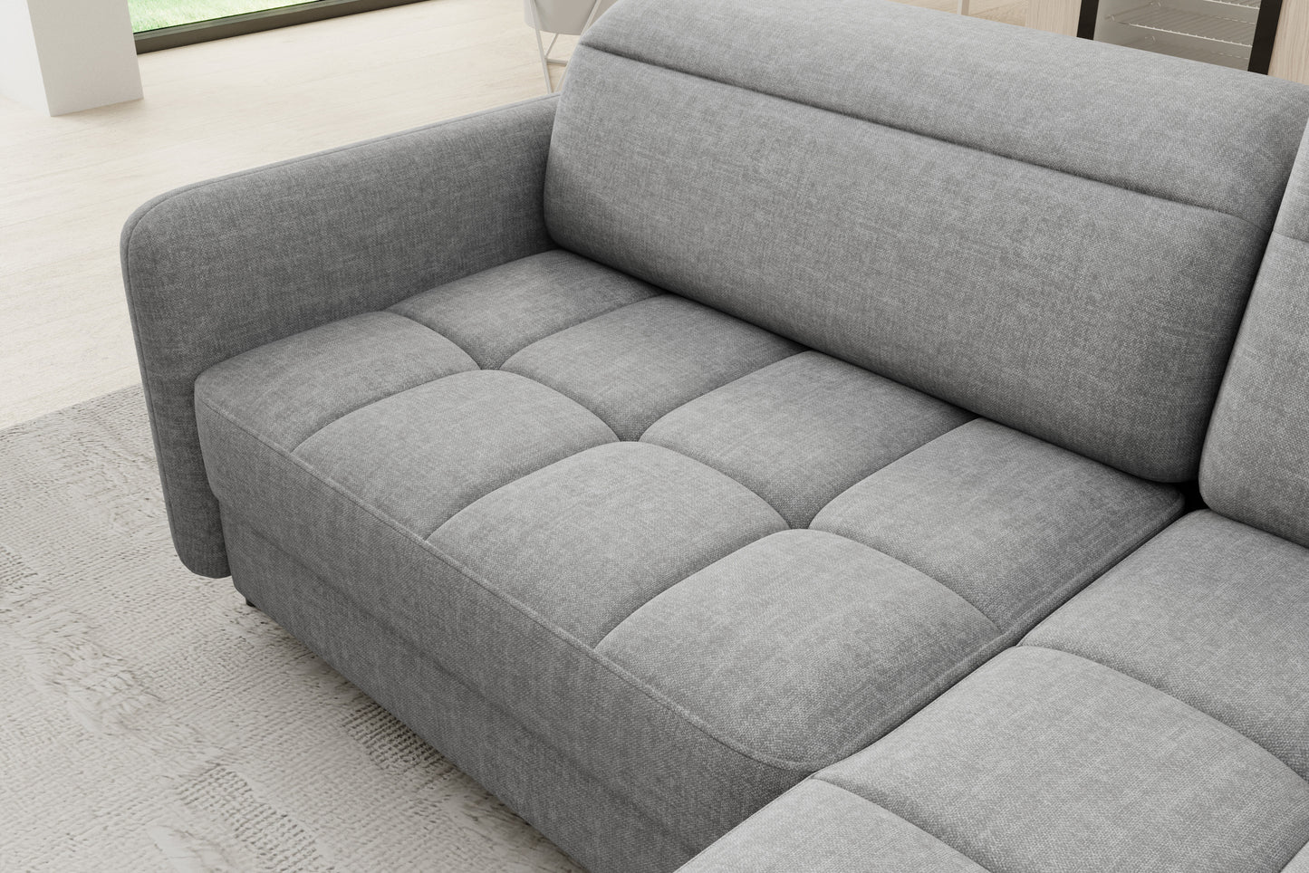 Narożnik Barea, Manhattan 03 jasnoszary, detal siedziska.