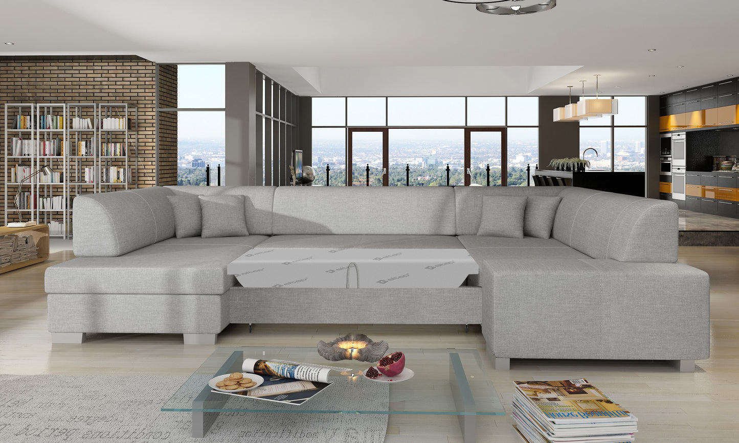 Szary narożnik Havana Sawana 21, modułowa sofa zaprezentowana w eleganckiej aranżacji salonu