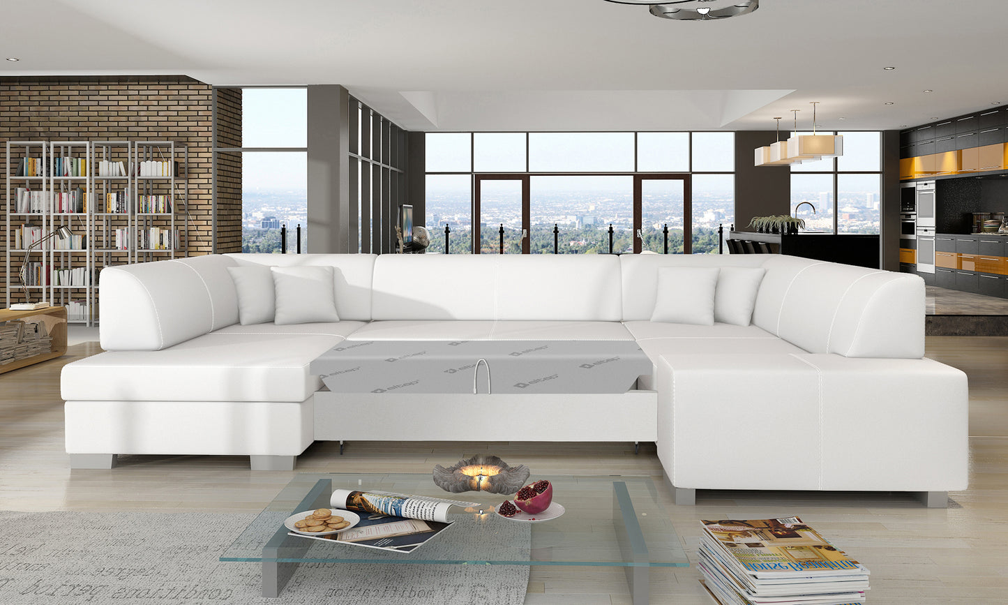 Narożnik Havana Soft 17 biały, modułowa sofa prezentowana w eleganckiej aranżacji salonu