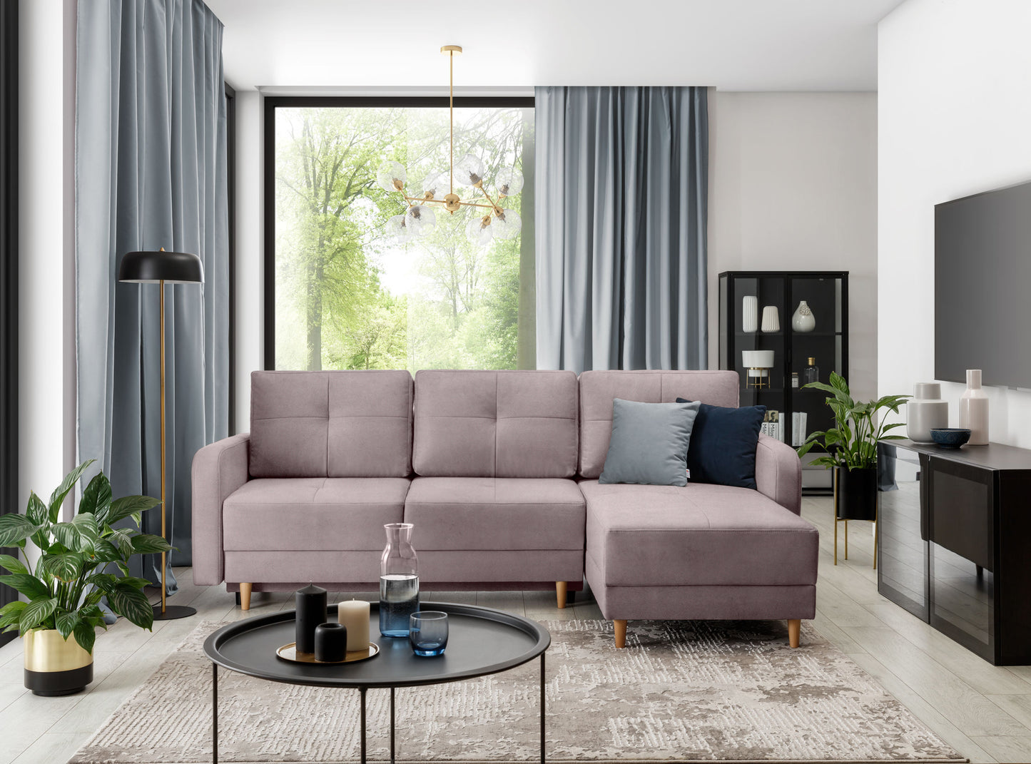 Poszewka dekoracyjna 40×40 cm Monolith 84 jasnoszara – aranżacja na sofie w salonie