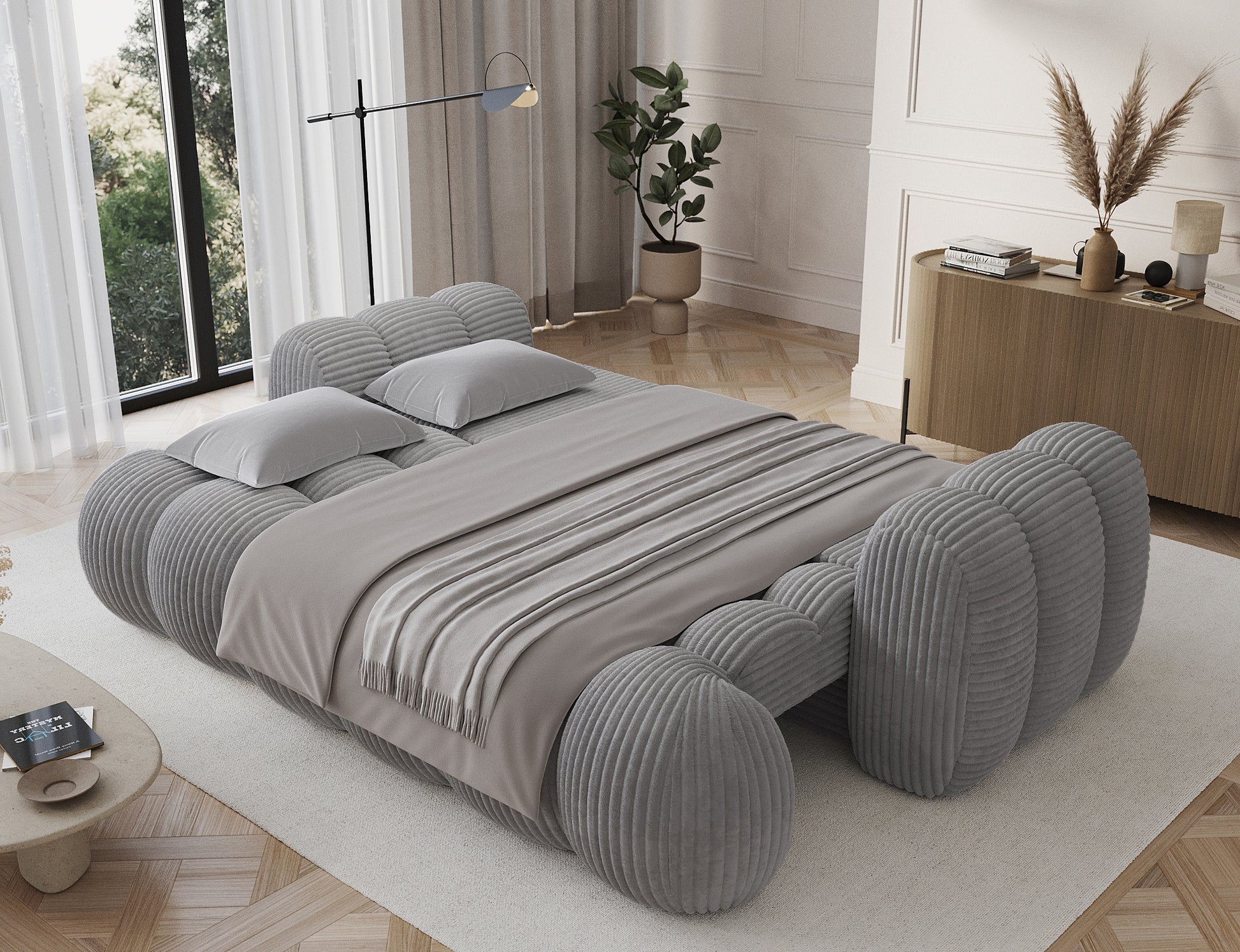 Rozkładana sofa Modullo 03 łączy funkcję spania z nowoczesnym designem. Idealna do salonu – komfortowa, stylowa i funkcjonalna.