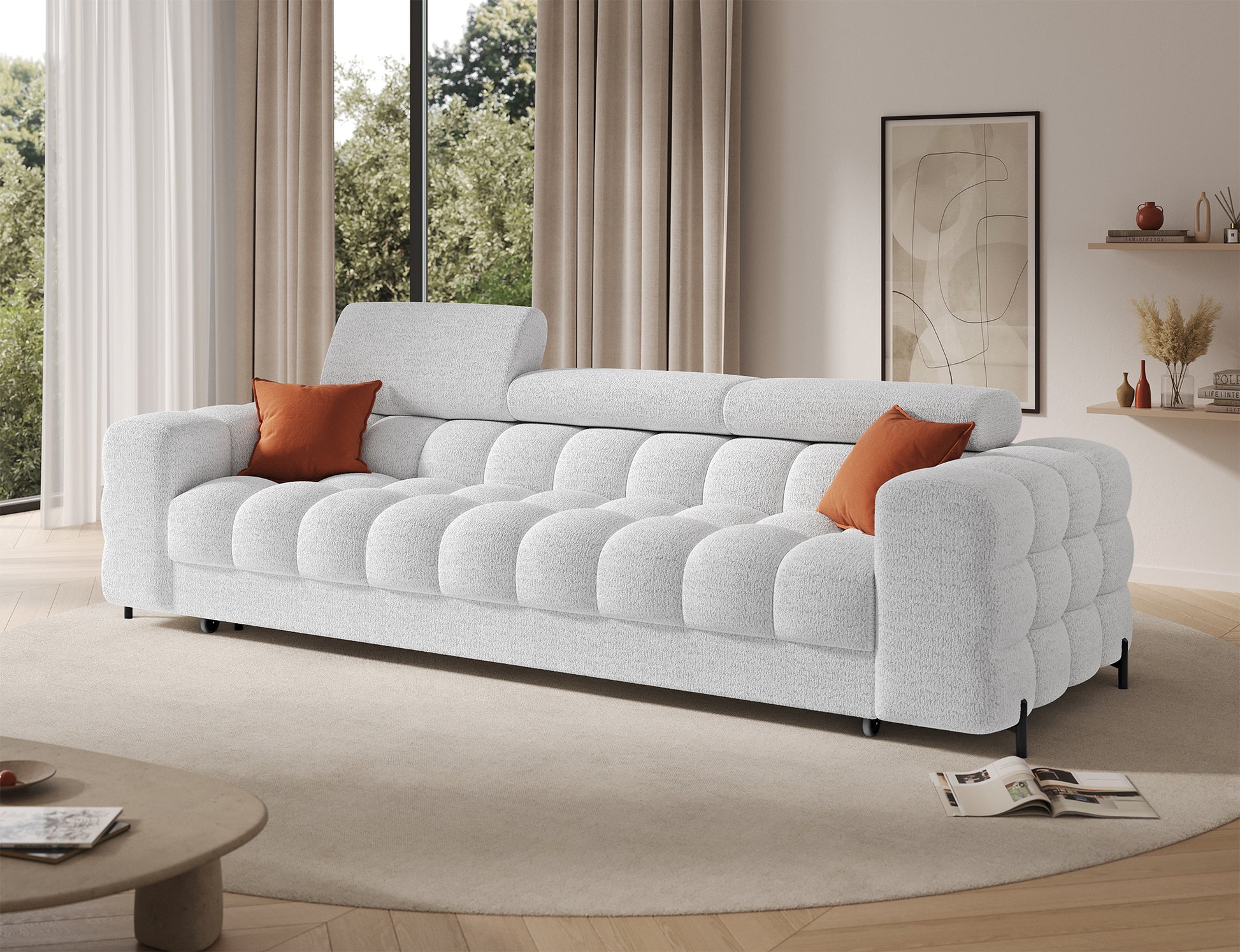 Stylowa sofa Festello Royal 01 biała – nowoczesny design, eleganckie pikowania i miękkie siedzisko do każdego wnętrza.