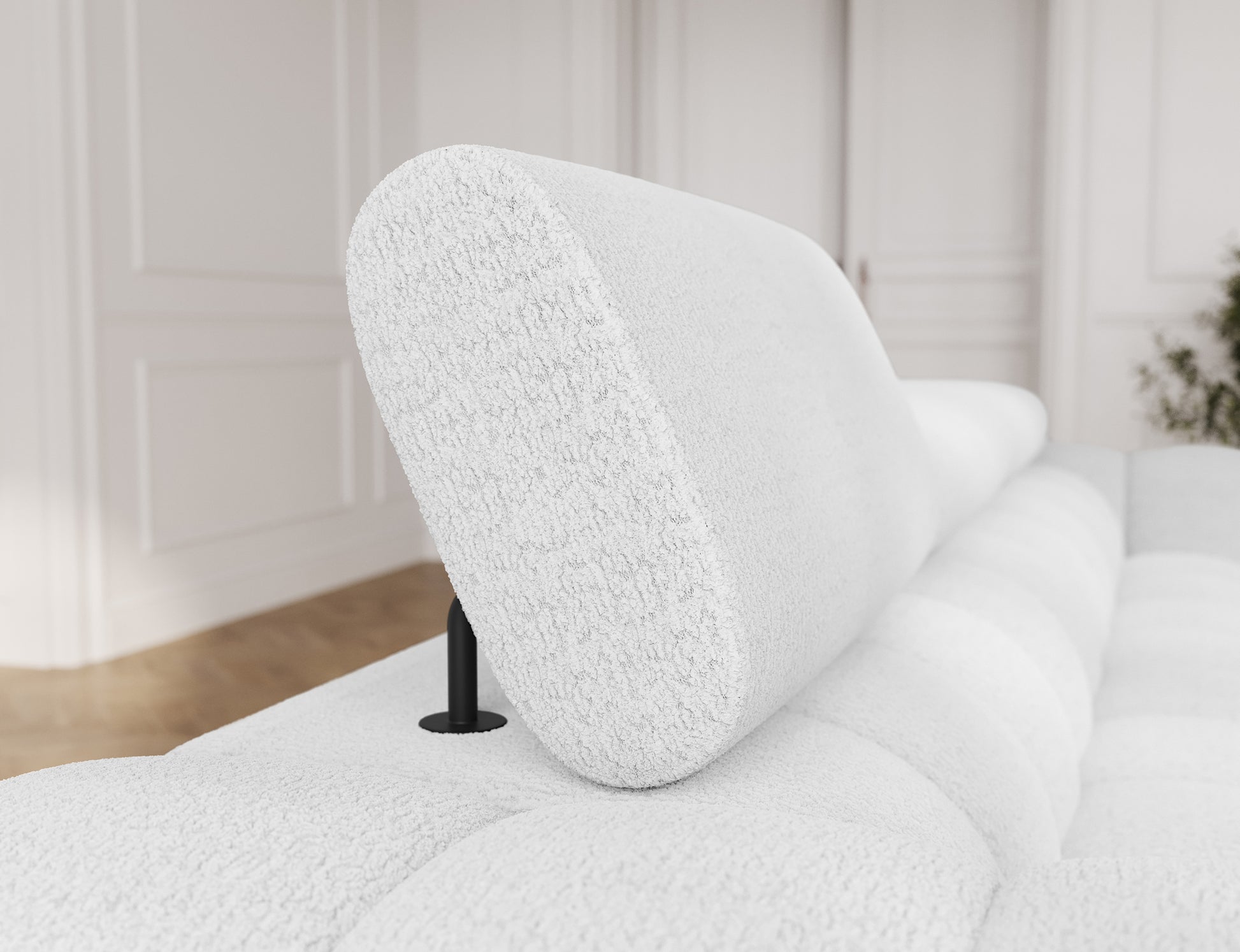 Regulowany zagłówek sofy Festello Royal 01 w białej tkaninie – komfortowe podparcie głowy i nowoczesny design idealny do salonu.