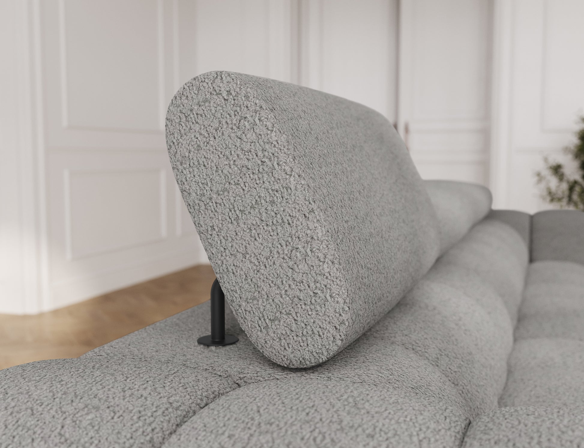 Regulowany zagłówek sofy Festello Royal 04 w szarej tkaninie – komfortowe podparcie głowy i nowoczesny design idealny do salonu.