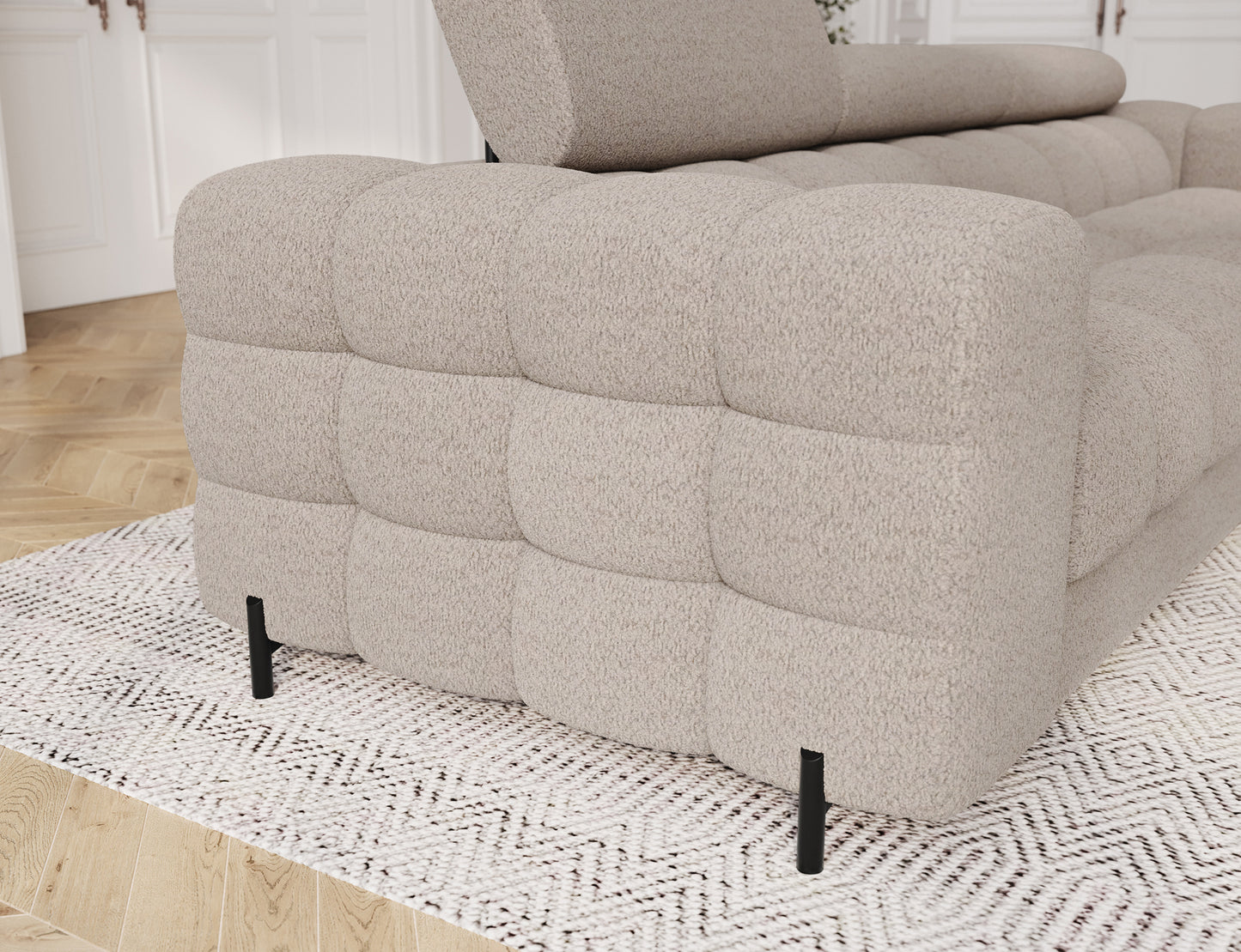 Podłokietnik sofy Festello Royal 18 jasnobeżowej – miękkie wykończenie i elegancki design do nowoczesnego salonu.