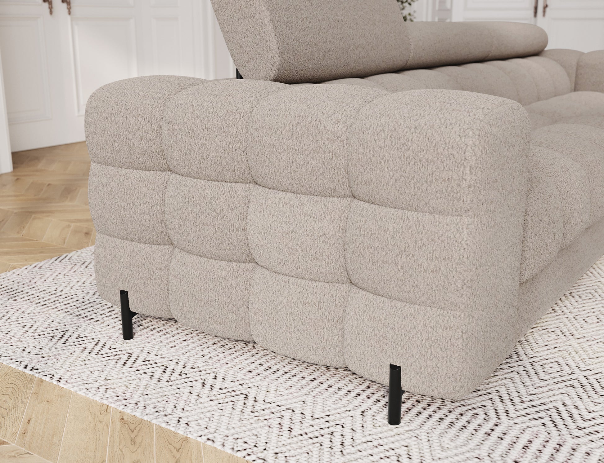 Podłokietnik sofy Festello Royal 18 jasnobeżowej – miękkie wykończenie i elegancki design do nowoczesnego salonu.