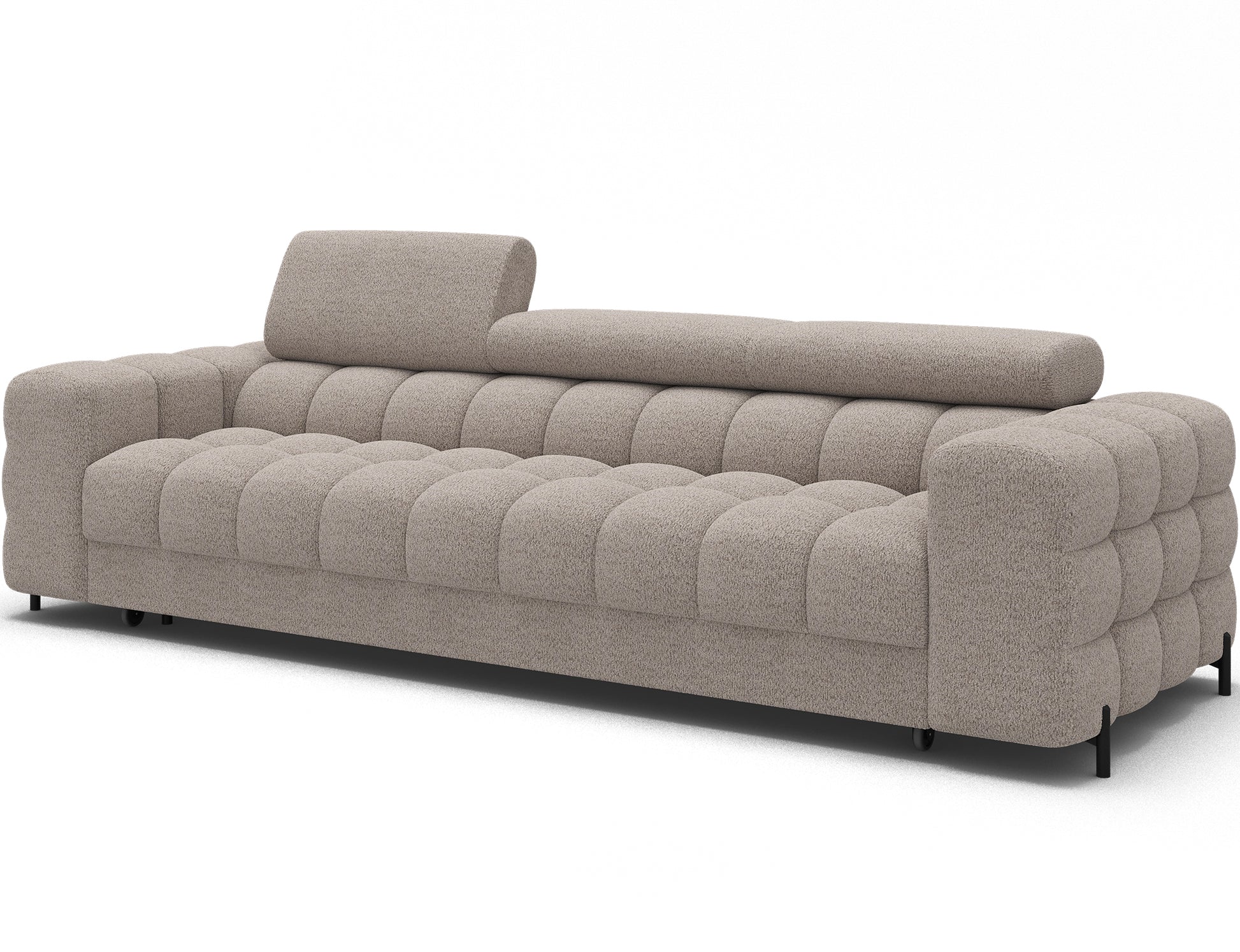 Sofa Festello Royal 18 jasnobeżowa – skośny widok eleganckiej kanapy z funkcją spania i nowoczesnym stylem do salonu.