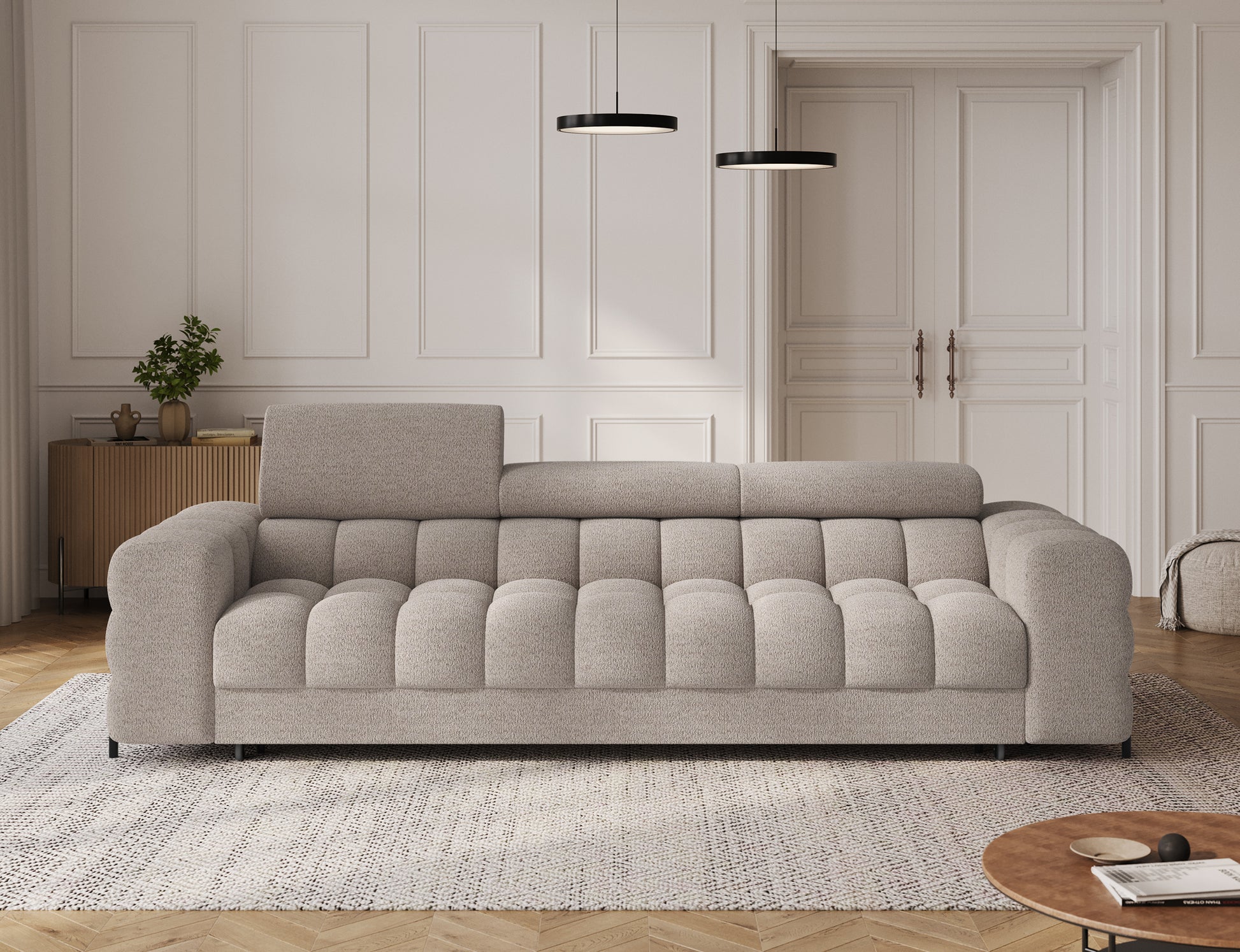 Sofa Festello Royal 18 jasnobeżowa – nowoczesna kanapa z funkcją spania i eleganckim designem do każdego salonu.