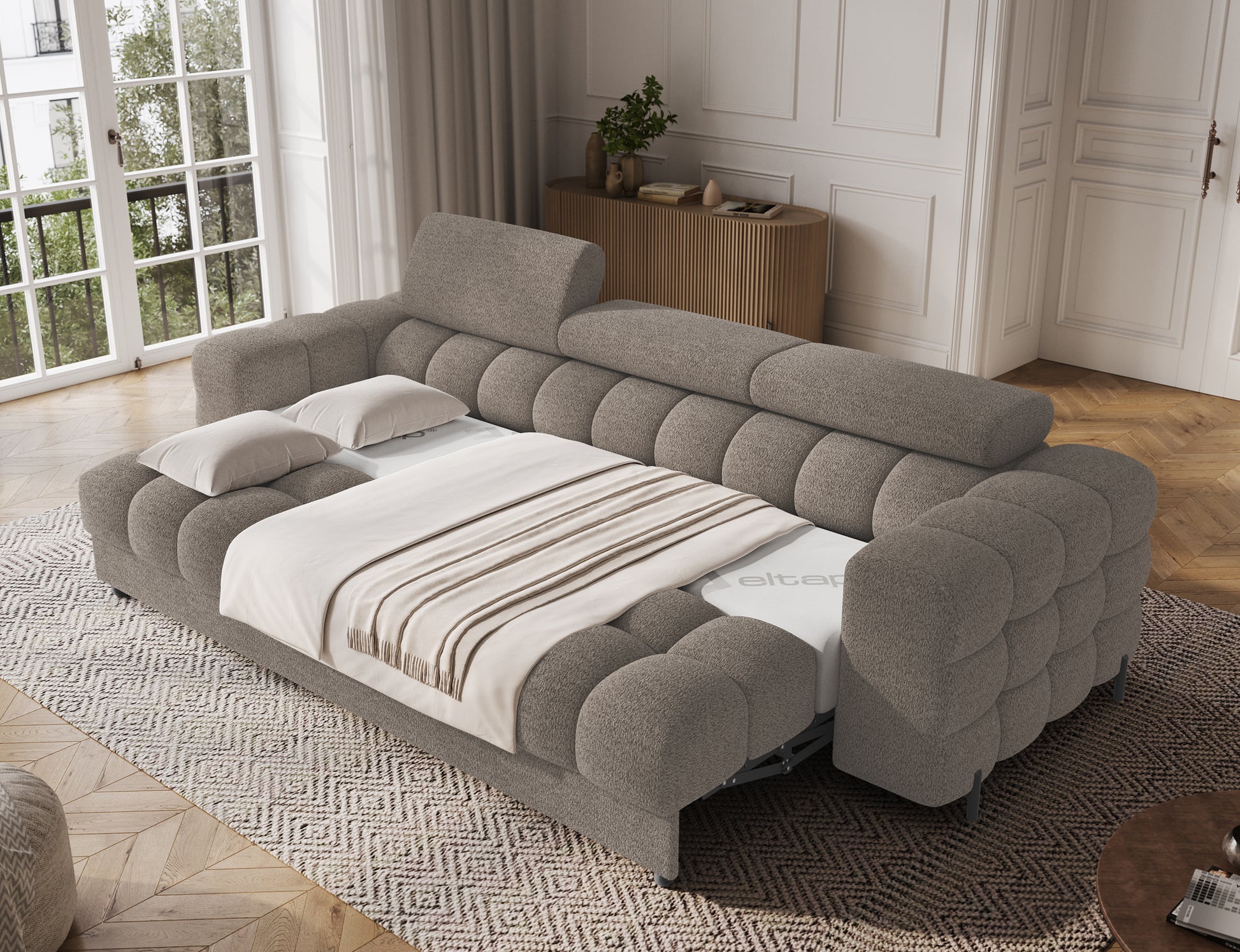 Sofa Festello Royal 20 beżowa rozkładana – funkcja spania, elegancki wygląd i wygoda w nowoczesnym salonie.