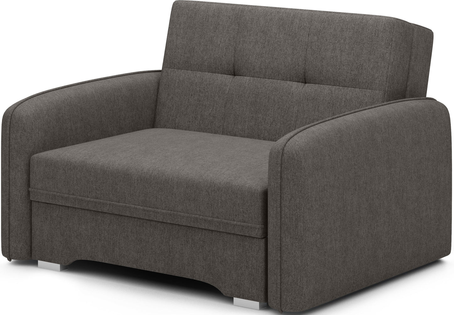Ciemnoszara sofa Laine 1-osobowa w tkaninie Poco 05 – elegancka, nowoczesna bryła w wersji packshot na białym tle, idealna do opisów technicznych.