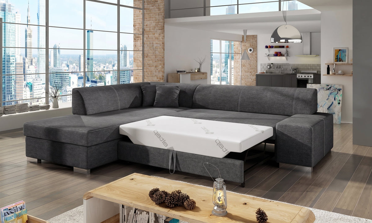 Sofa Porto z funkcją spania ciemnoszara, lewostronny
