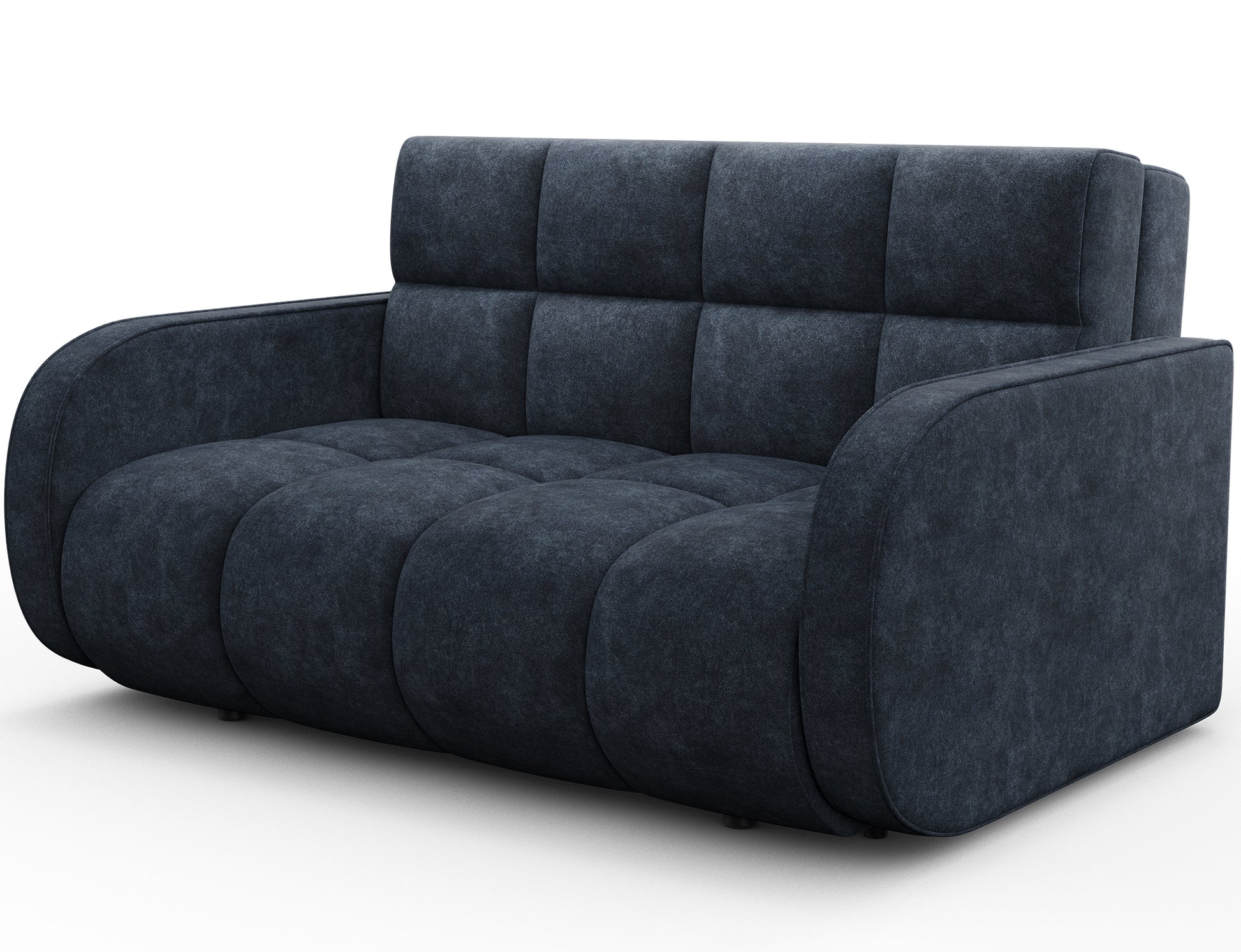 Sofa Deverio Aura 40 niebieski – kompaktowa amerykanka do małych wnętrz, z funkcją spania i pojemnym schowkiem.