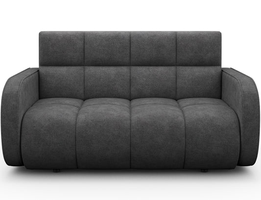 Amerykanka Deverio w tkaninie Poco 04 szary – nowoczesna sofa z funkcją spania i pojemnikiem, idealna do stylowych wnętrz.
