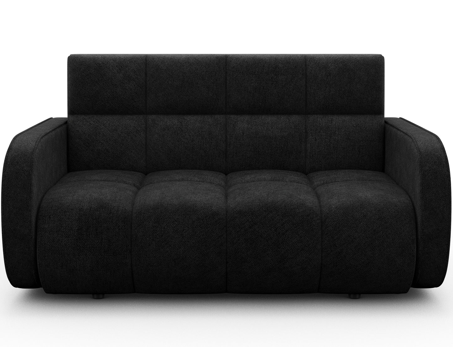 Amerykanka Deverio Poco 10 zgaszony czarny – widok na wprost, elegancka sofa rozkładana w czarnej tkaninie do salonu i sypialni