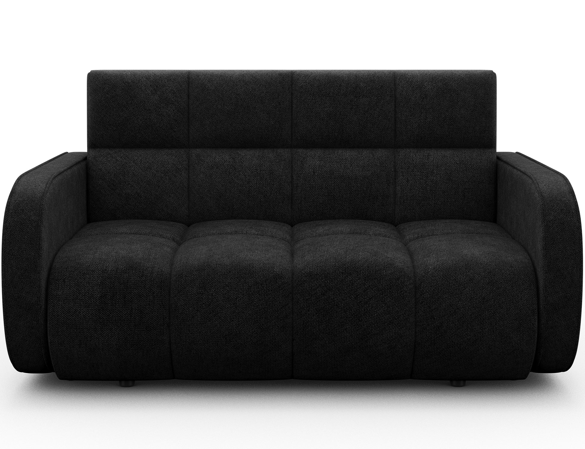 Amerykanka Deverio Poco 10 zgaszony czarny – widok na wprost, elegancka sofa rozkładana w czarnej tkaninie do salonu i sypialni