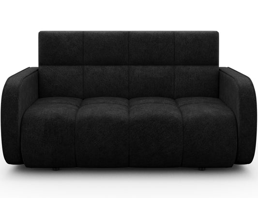 Amerykanka Deverio Poco 10 zgaszony czarny – widok na wprost, elegancka sofa rozkładana w czarnej tkaninie do salonu i sypialni