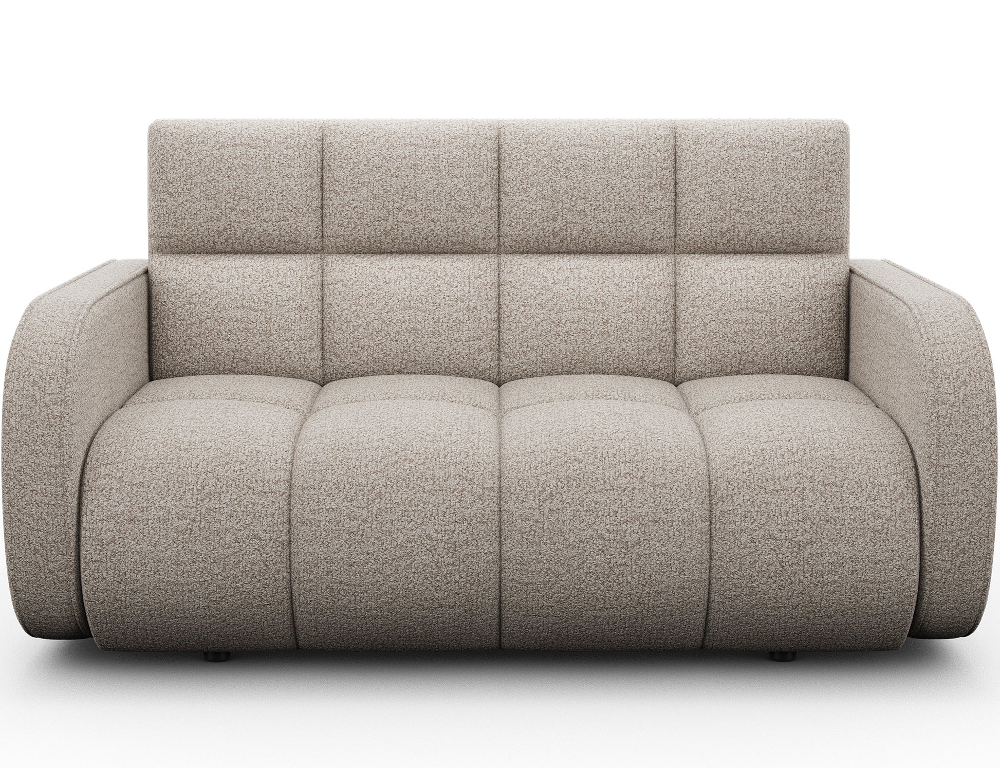 Amerykanka Deverio Royal 18 jasnobeżowy boucle – sofa z funkcją spania i pojemnikiem, idealna do nowoczesnych wnętrz.