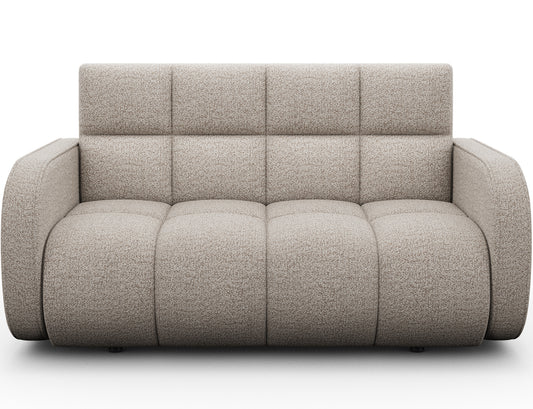 Amerykanka Deverio Royal 18 jasnobeżowy boucle – sofa z funkcją spania i pojemnikiem, idealna do nowoczesnych wnętrz.