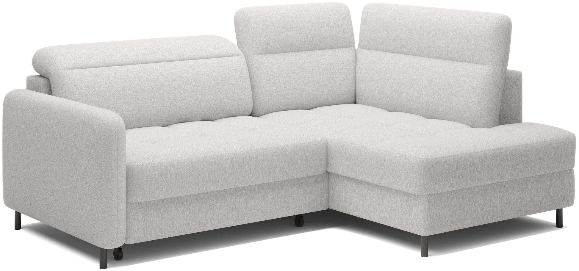 Boczny detal narożnika Barea Royal 01 biały – podłokietnik i stabilne nogi z metalu.