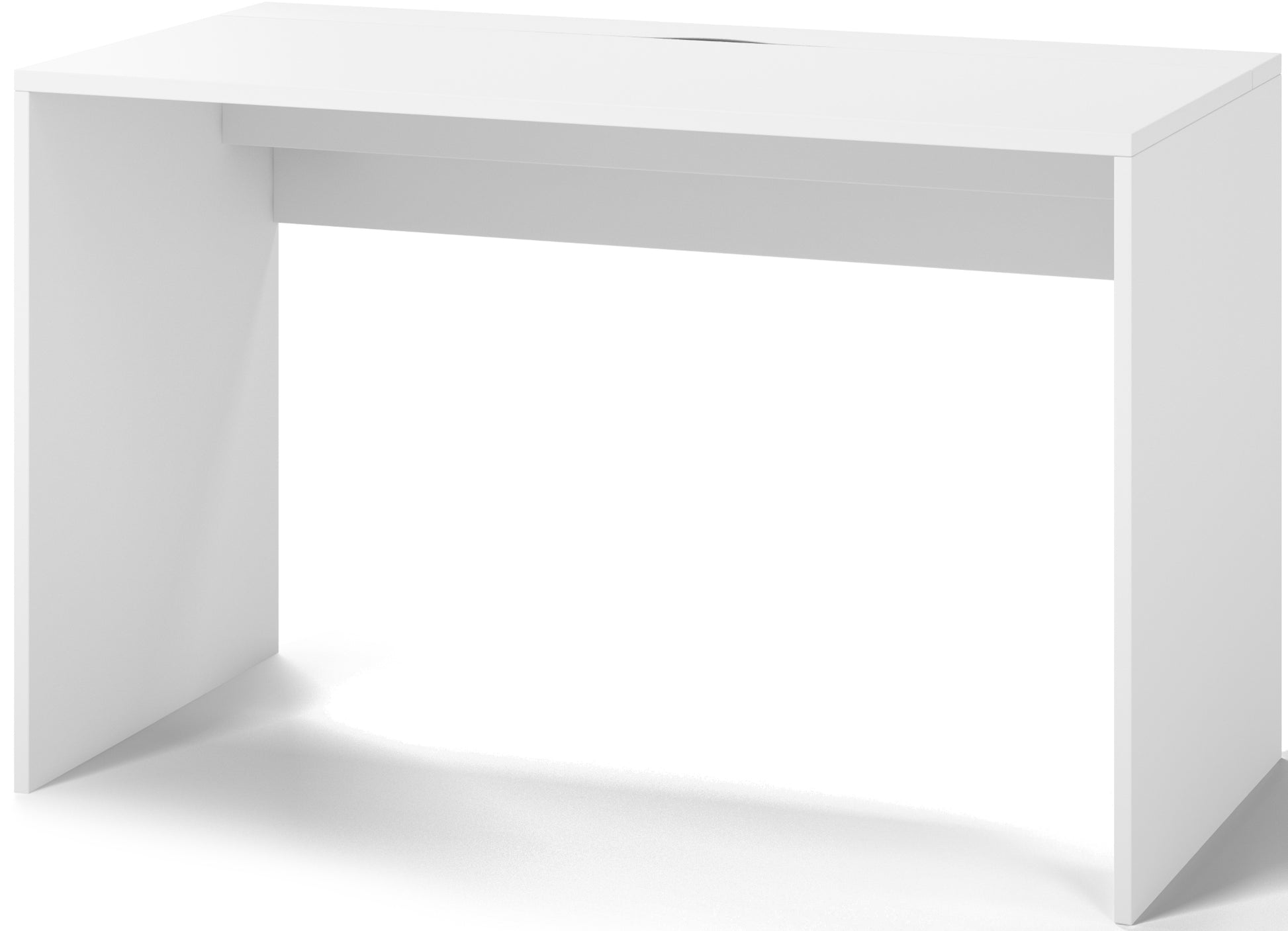 Minimalistyczne białe biurko Nevy 120x60 cm – nowoczesny design do domowego biura lub pokoju nastolatka.
