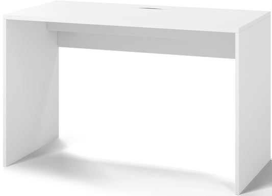 Minimalistyczne białe biurko Nevy 120x60 cm – nowoczesny design do domowego biura lub pokoju nastolatka.