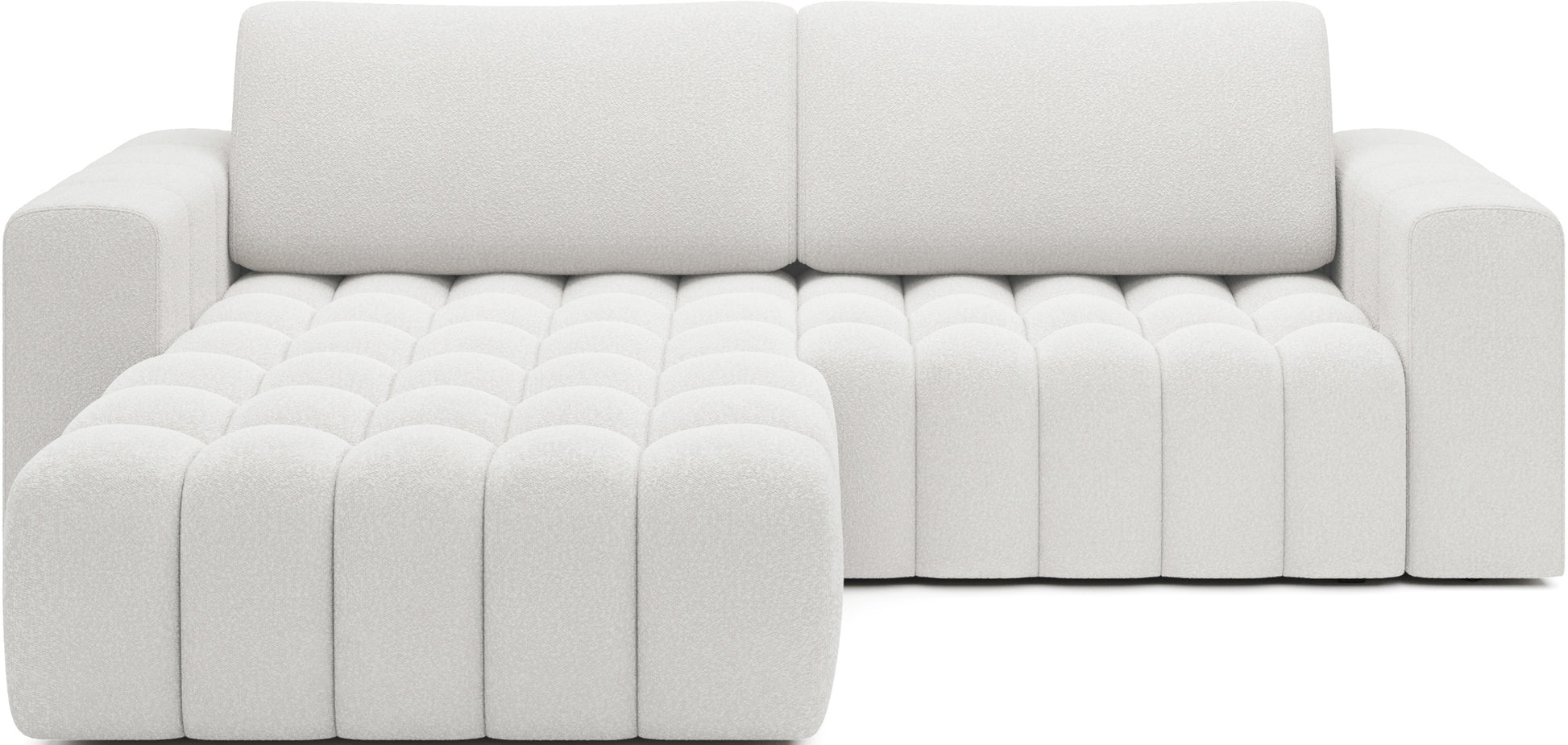 Narożnik Bonett w tkaninie Jaffray 01 biały – widok frontowy, układ lewy.