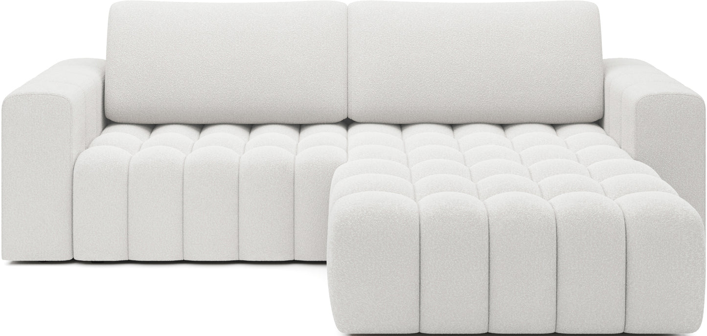 Narożnik Bonett w kolorze Jaffray 01 biały – widok frontowy, układ prawy.