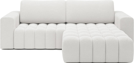 Narożnik Bonett w kolorze Jaffray 01 biały – widok frontowy, układ prawy.