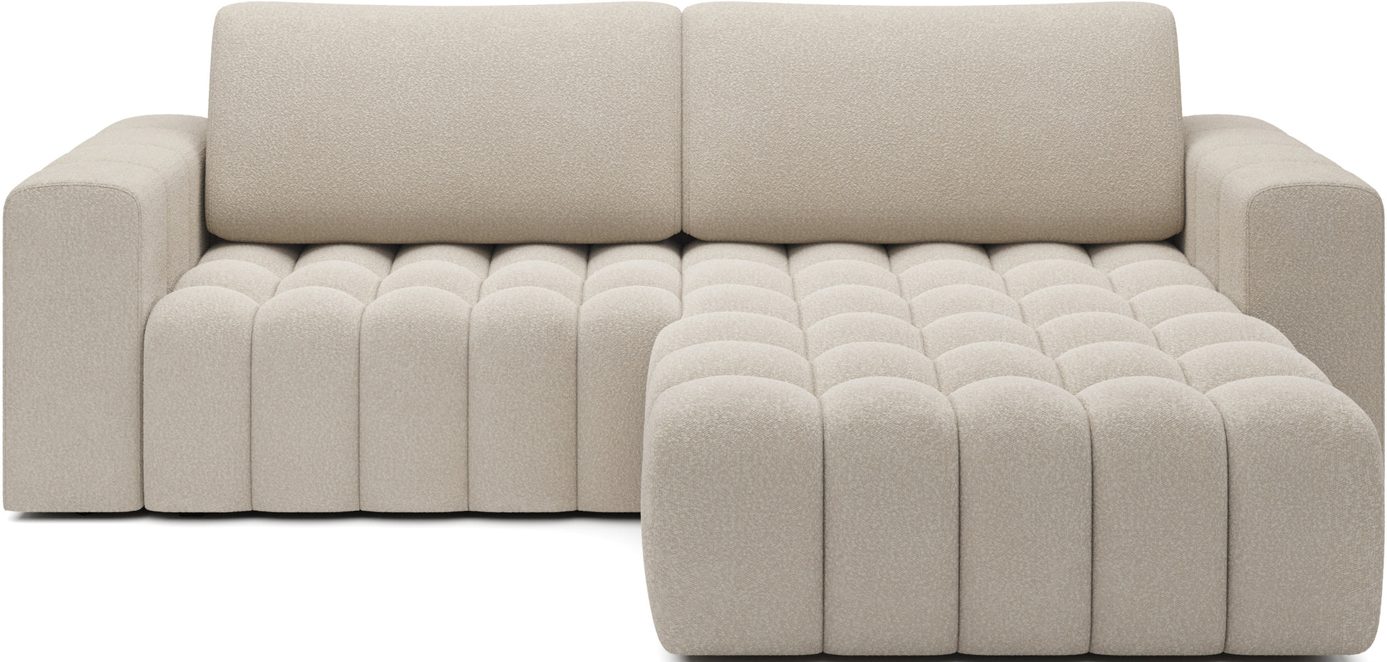 Narożnik Bonett Jaffray 18 jasnobeżowy – widok frontowy, układ prawy.