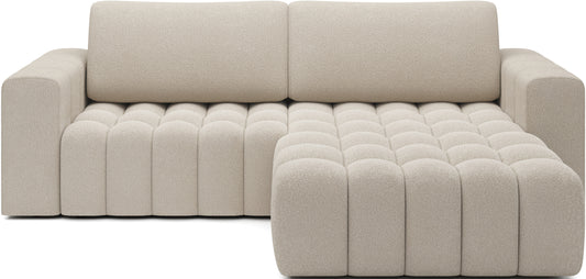 Narożnik Bonett Jaffray 18 jasnobeżowy – widok frontowy, układ prawy.