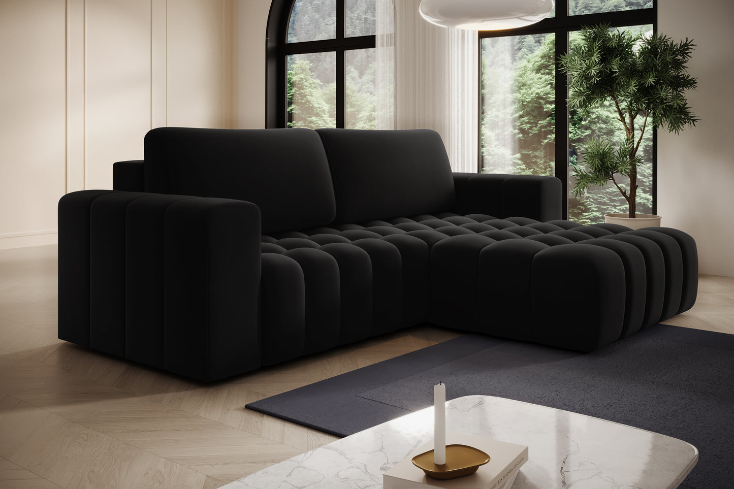 Bonett Mat Velvet 99 – widok układu z szezlongiem, głębokie siedziska.