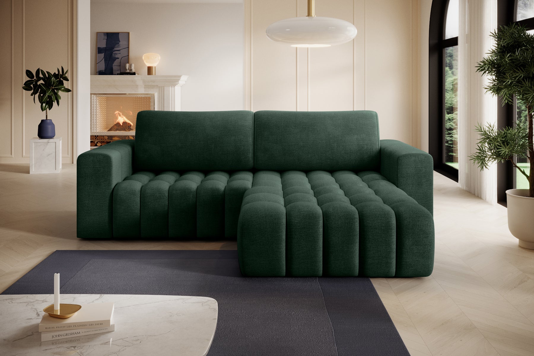 Bonett zielony w aranżacji salonu, ustawienie przy oknie – układ prawy.