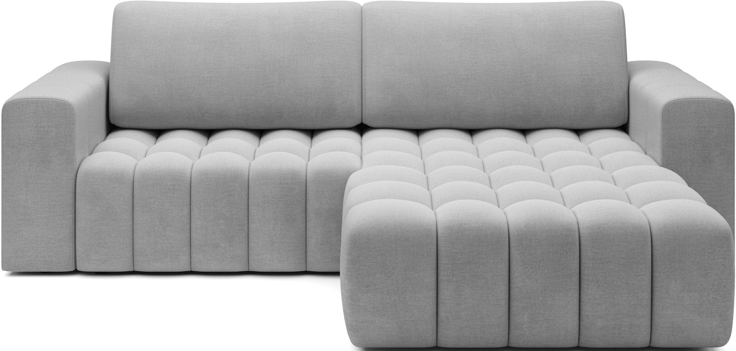 Narożnik Bonett Monolith 84 jasnoszary – widok frontowy, układ prawy.