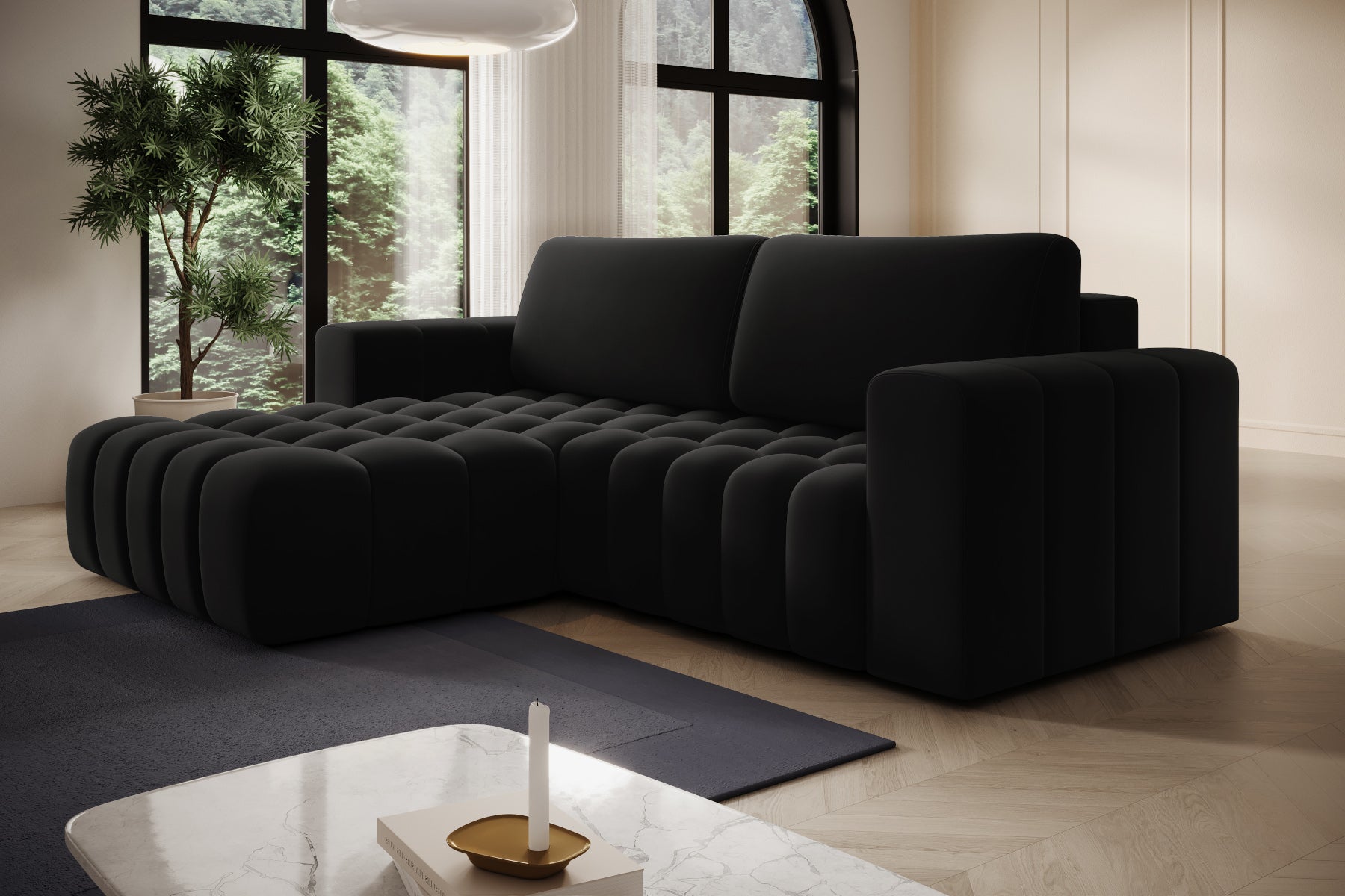 Bonett Mat Velvet 99 – ujęcie z prawej strony w jasnym salonie, układ lewy.