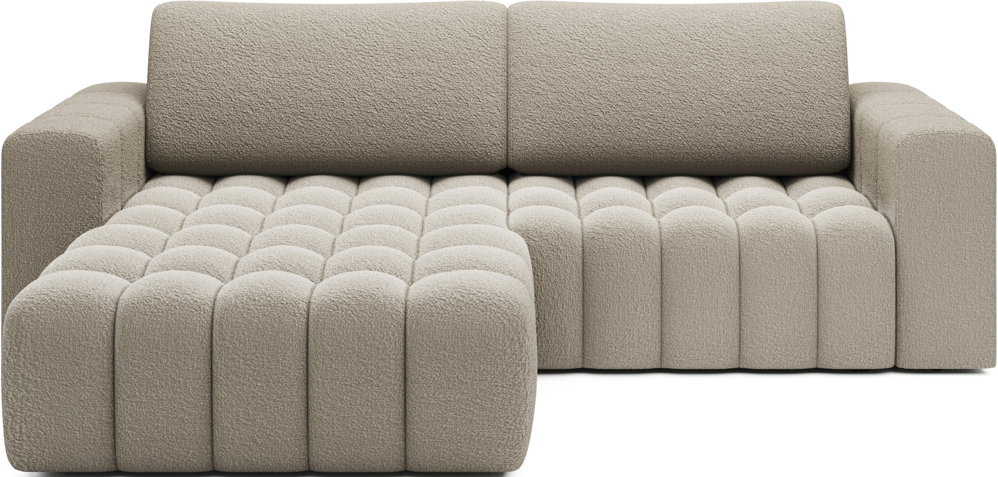 Narożnik Bonett w kolorze Royal 20 beżowy – widok frontowy, układ lewy.