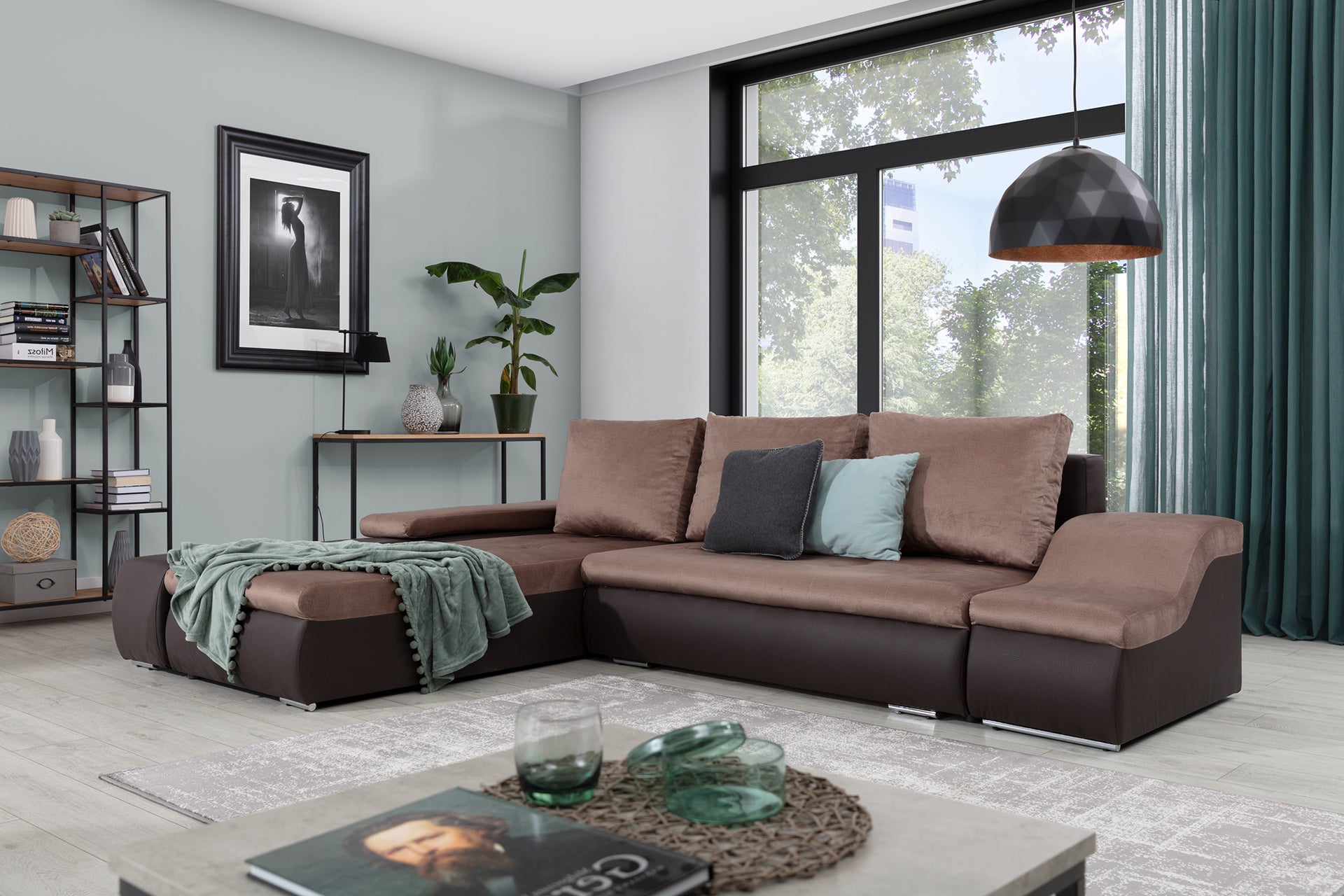 Brązowa sofa narożna Ontario wykonana z materiałów Monolith 09 i Soft 66 doskonale wpisuje się w aranżacje inspirowane naturalnymi barwami, zapewniając komfort użytkowania i stylowy wygląd dopasowany do domowego wnętrza